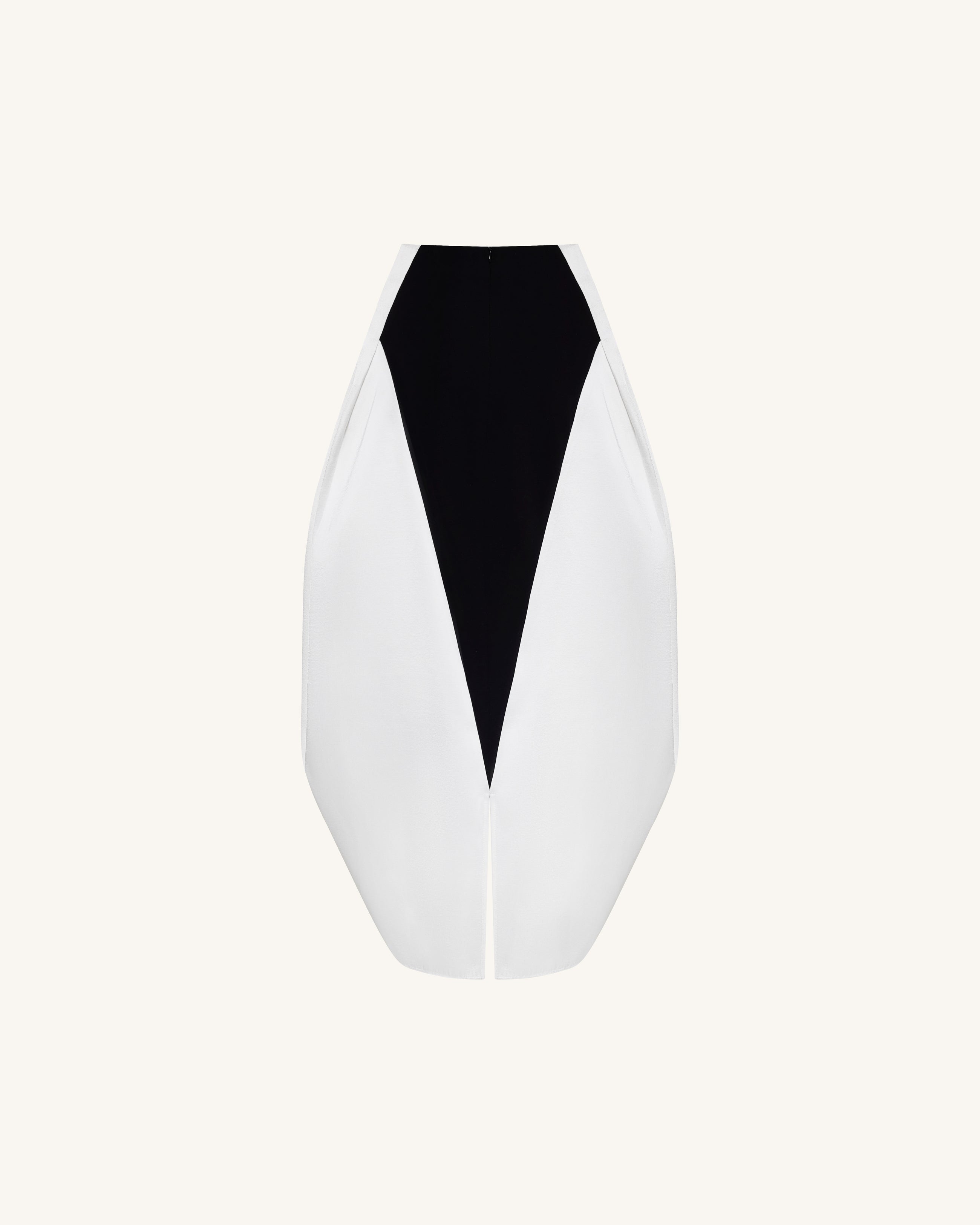 Monochrome Paneled Structured Pannier Maxi Skirt - Black