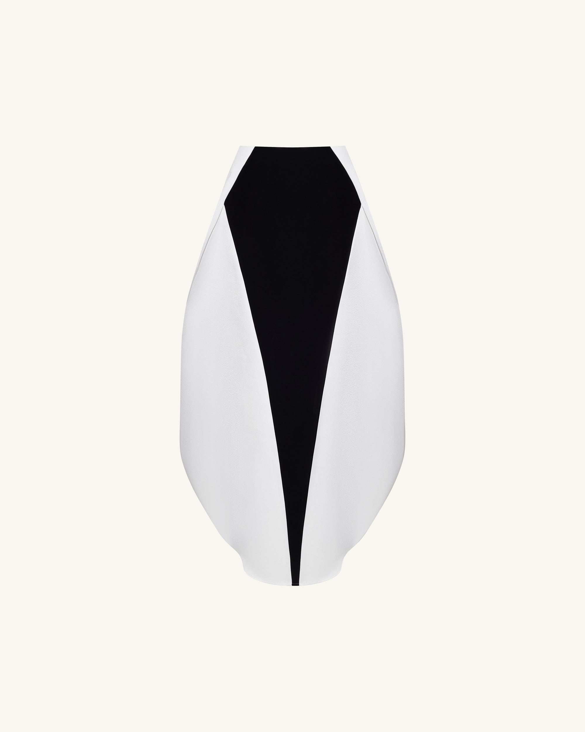 Monochrome Paneled Structured Pannier Maxi Skirt - Black