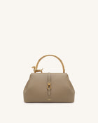 Bruna Dachshund Metal Handle Top Handle Bag - Light Brown