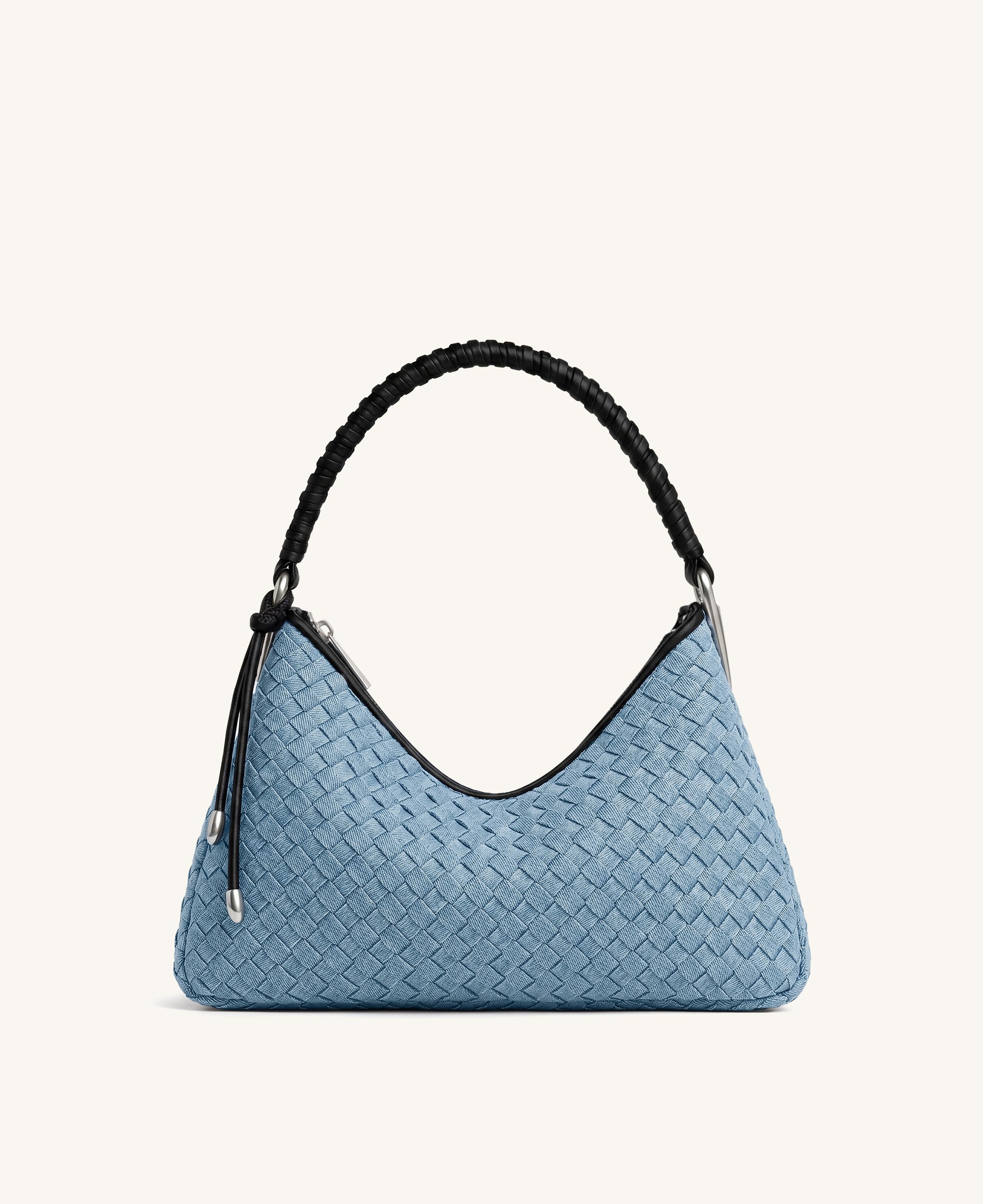 Lorena Woven Denim Shoulder Bag - Light Blue