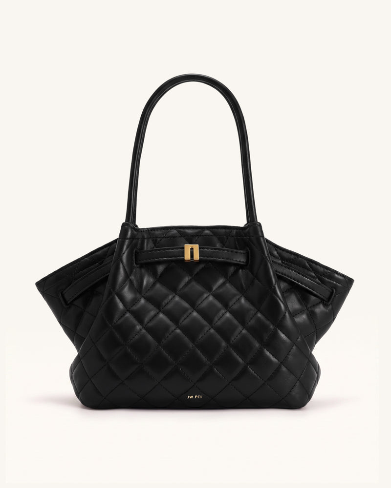 Hana Large Quilting Tote Bag - Charcoal Black