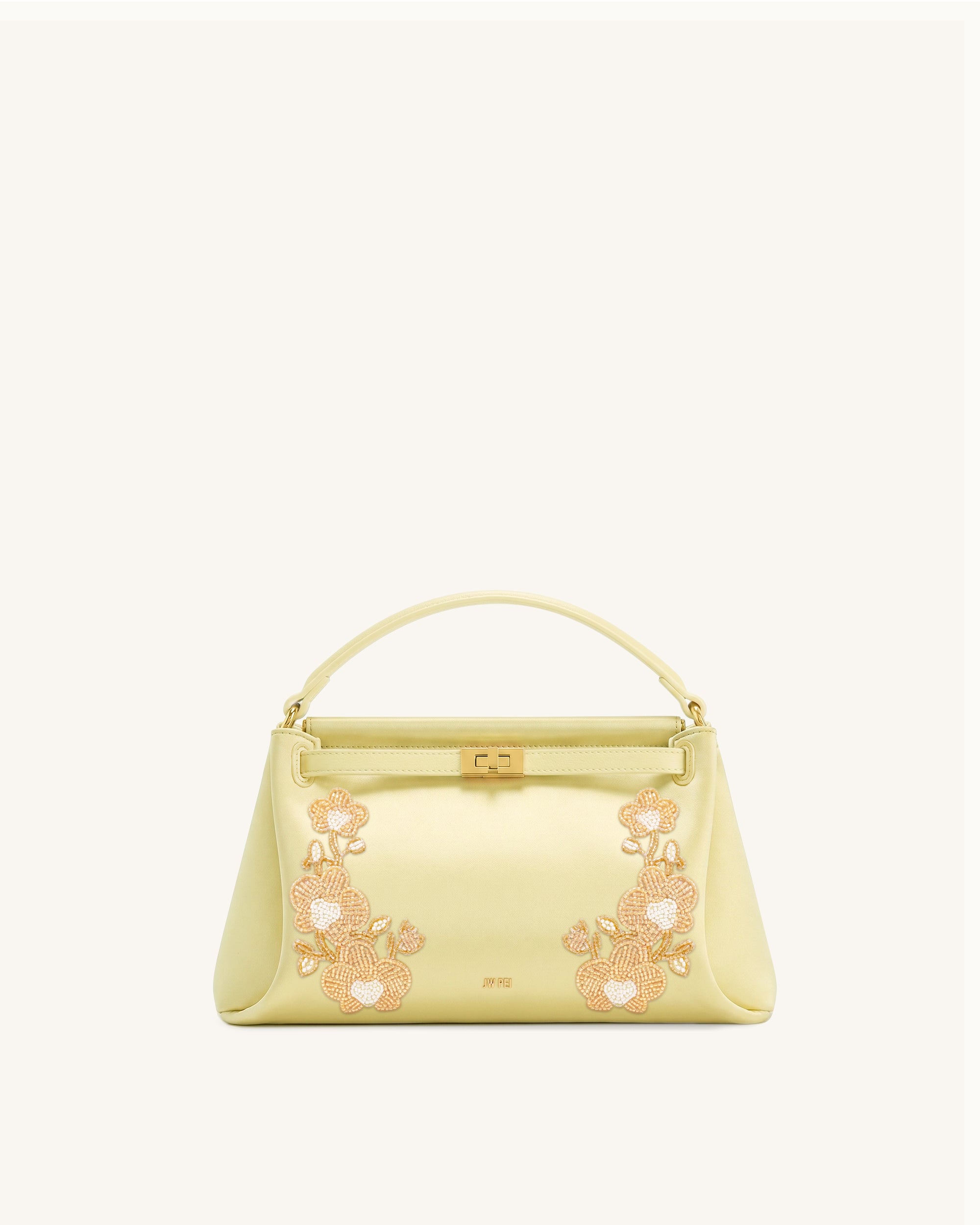 Carmen Beaded Orchid Top Handle Bag - Light Yellow