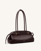 Arden Belt Detail East-West Shoulder Bag - Dark Brown