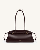Arden Belt Detail East-West Shoulder Bag - Dark Brown