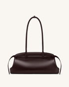 Arden Belt Detail East-West Shoulder Bag - Dark Brown