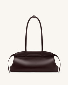 Arden Belt Detail East-West Shoulder Bag - Dark Brown