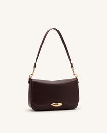 Sofia Classic Flap Shoulder Bag - Dark Brown