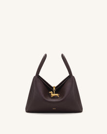 Maelle Dachshund Charm Double Handle Bag - Dark Brown