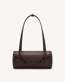 Solenne Barrel Shoulder Bag - Dark Brown