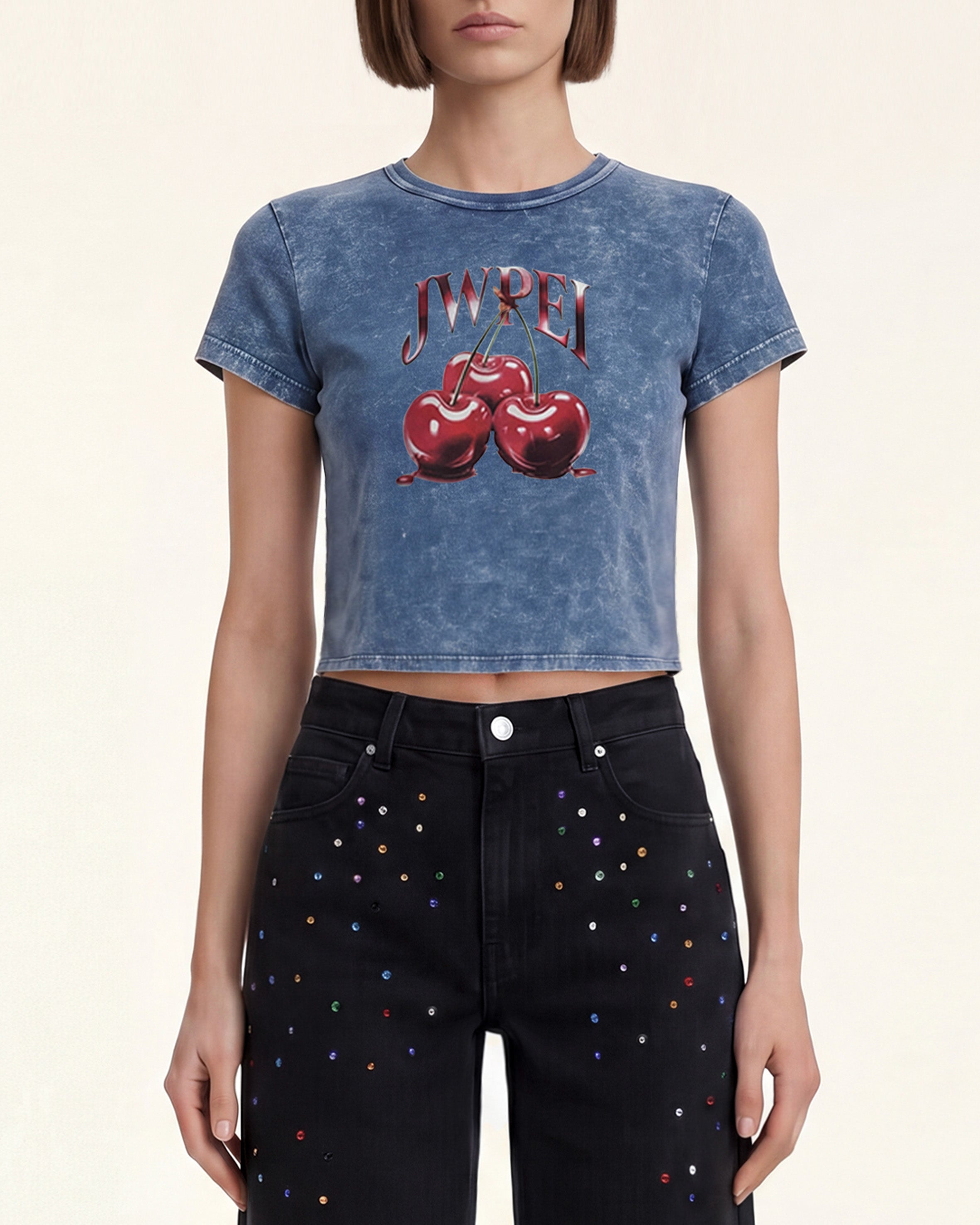 The Vintage Acid Cherry Tee - Cloudy Denim