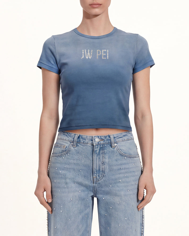The Glitz Ombre Logo Tee - Pacific Tide