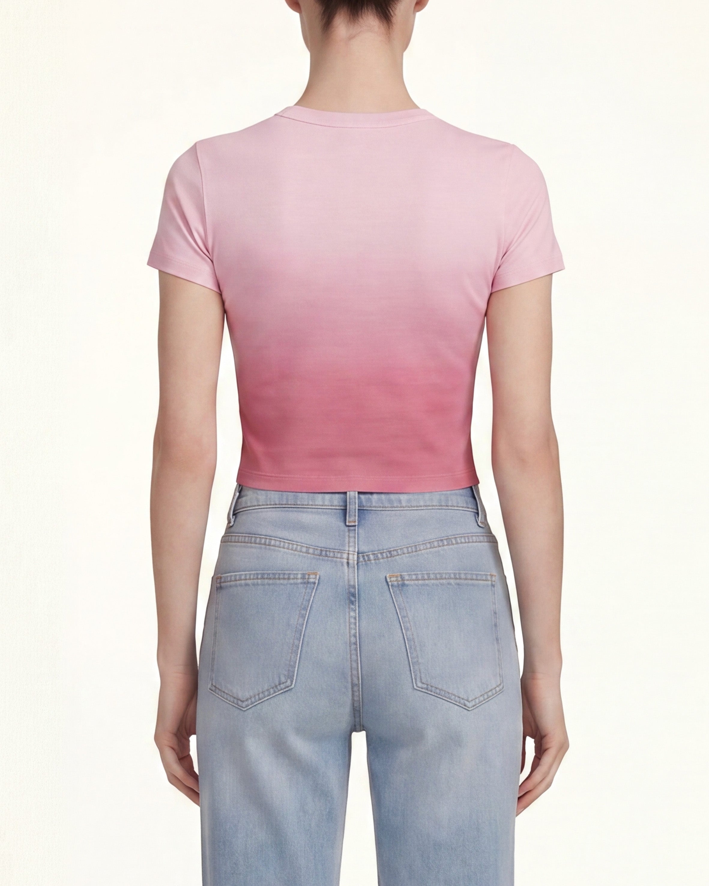The Aura Rhinestone Logo Tee - Rose Sunset