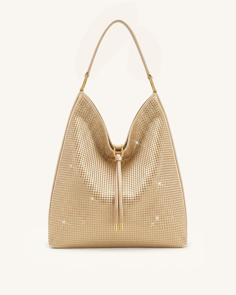 Aria Artificial Crystal Shoulder Bag - Champagne