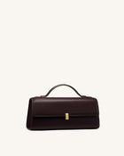 Delphine Flap Top Handle Bag - Dark Brown