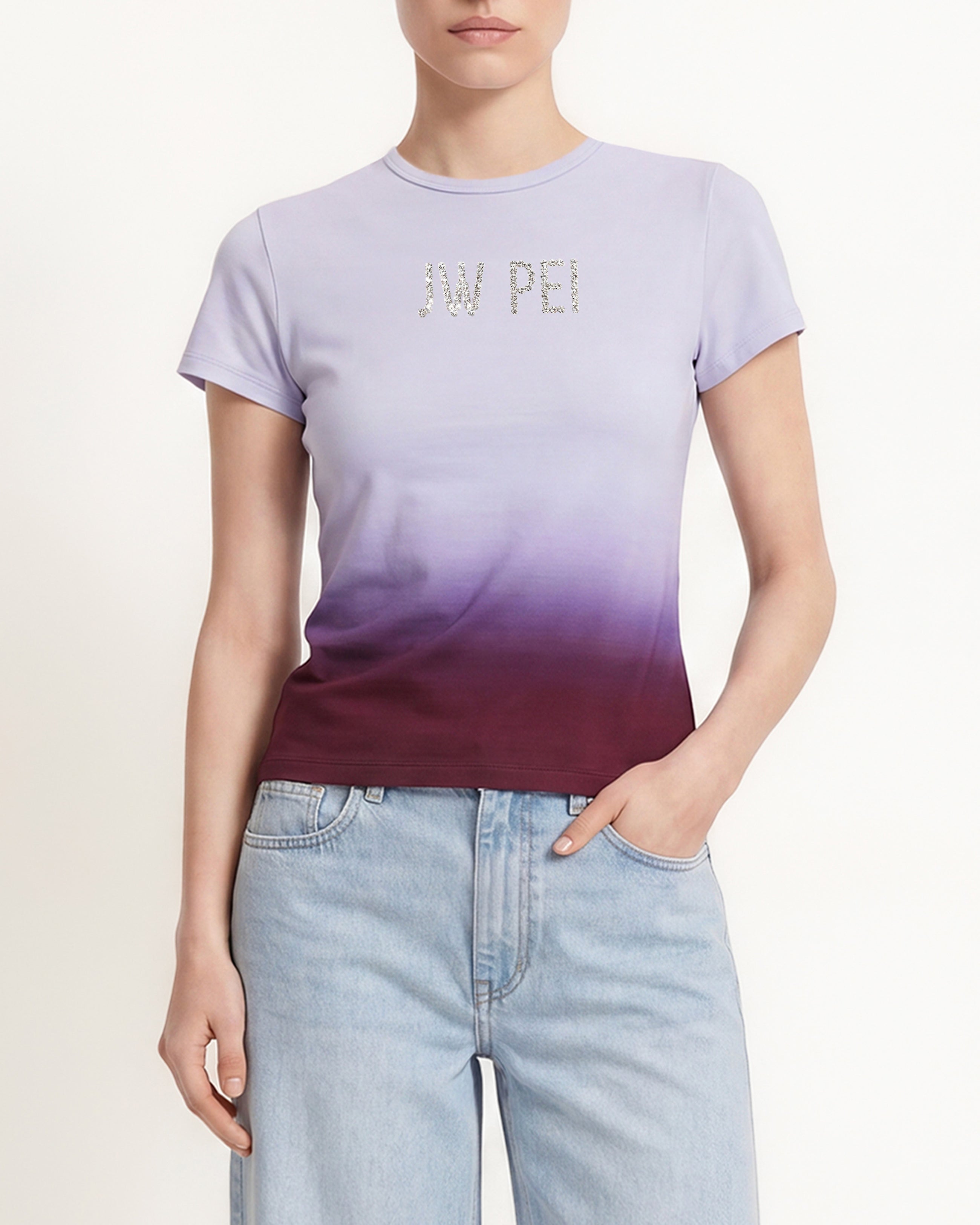 The Glitz Ombre Rhinestone Logo Tee - Plum Twilight