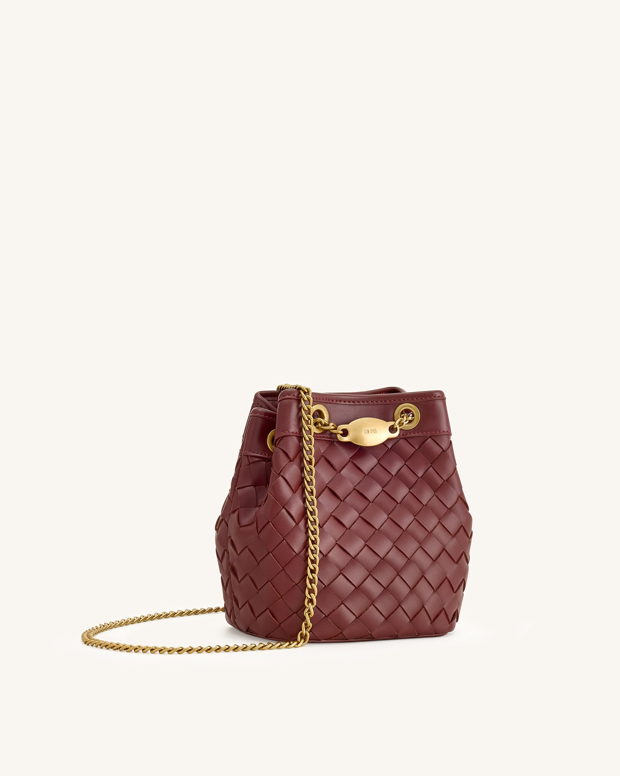Yara Hand-Woven Bucket Bag - Burgundy