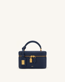 Cleo Box Shape Top Handle Bag - Navy Blue