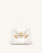 Rhea Small Double Buckle Shoulder Bag - White Croc