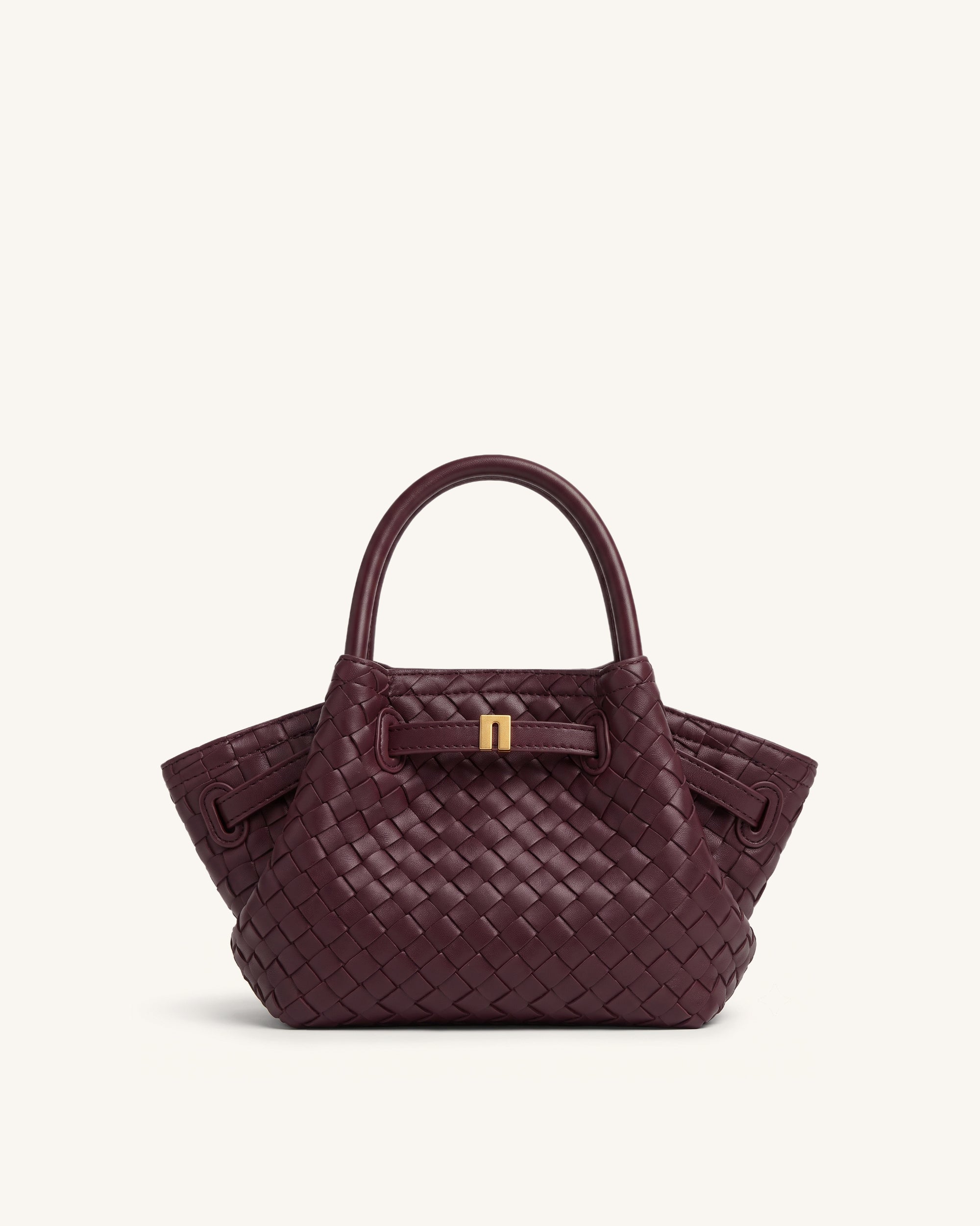 Hana Mini Woven Tote Bag - Dark Burgundy