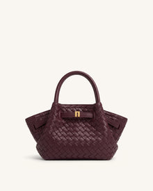 Hana Mini Woven Tote Bag - Dark Burgundy