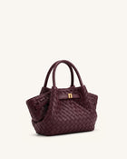 Hana Mini Woven Tote Bag - Dark Burgundy
