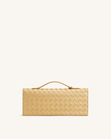Celeste Woven Textured Envelope Top Handle Bag - Champagne Gold