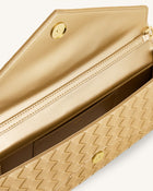 Celeste Woven Textured Envelope Top Handle Bag - Champagne Gold