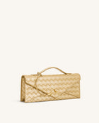 Celeste Woven Textured Envelope Top Handle Bag - Champagne Gold