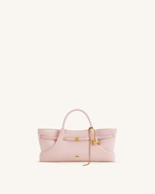 Maeve Dachshund Metal Charm Faux Suede Tote Bag - Pink