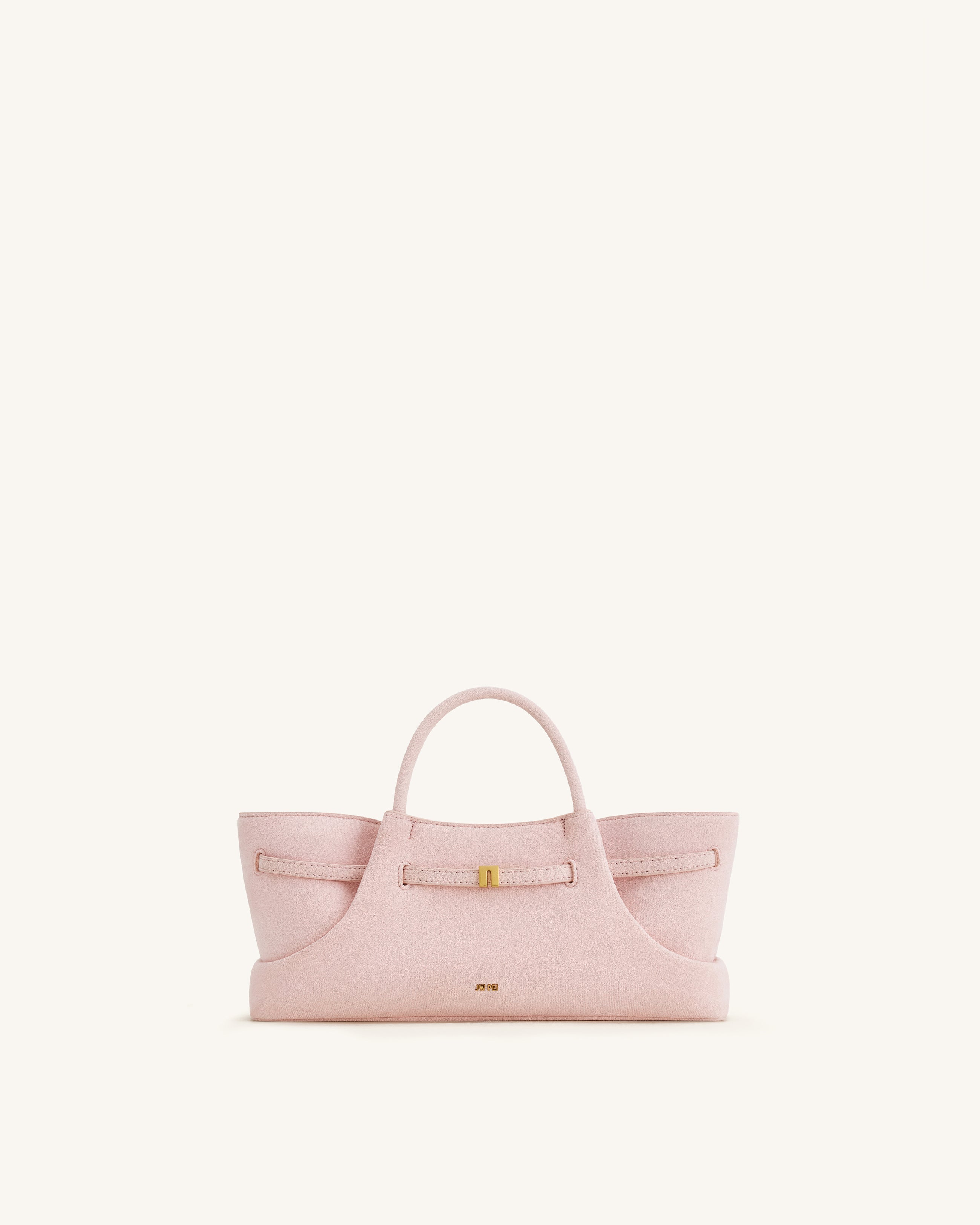 Maeve Dachshund Metal Charm Faux Suede Tote Bag - Pink