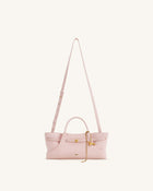 Maeve Dachshund Metal Charm Faux Suede Tote Bag - Pink