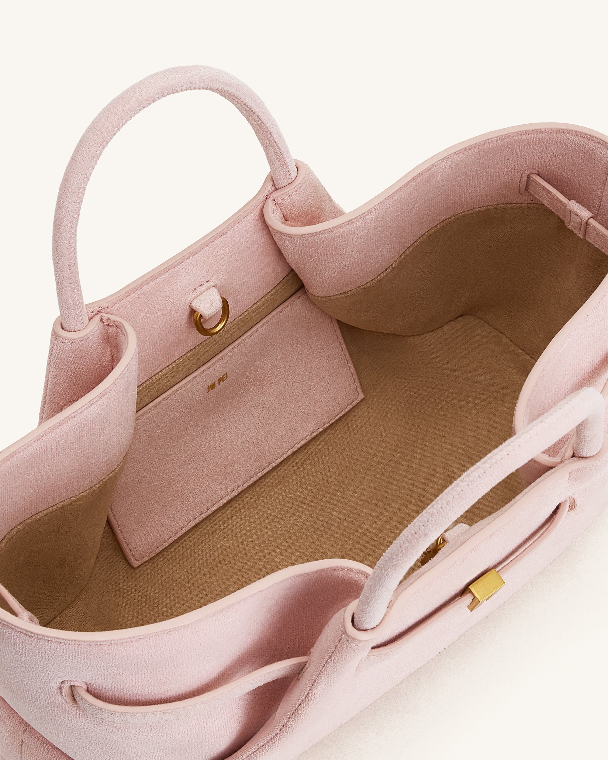 Maeve Dachshund Metal Charm Faux Suede Tote Bag - Pink