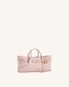 Maeve Dachshund Metal Charm Faux Suede Tote Bag - Pink