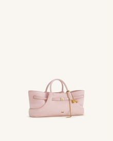 Maeve Dachshund Metal Charm Faux Suede Tote Bag - Pink