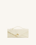 Celeste Woven Textured Envelope Top Handle Bag - Ivory