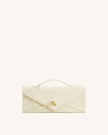 Celeste Woven Textured Envelope Top Handle Bag - Ivory