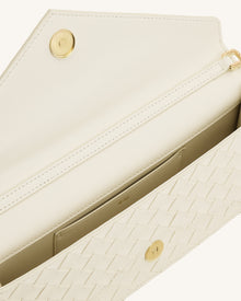Celeste Woven Textured Envelope Top Handle Bag - Ivory