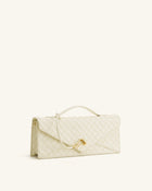Celeste Woven Textured Envelope Top Handle Bag - Ivory