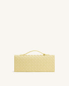 Celeste Woven Textured Envelope Top Handle Bag - Yellow
