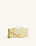 Celeste Woven Textured Envelope Top Handle Bag - Yellow