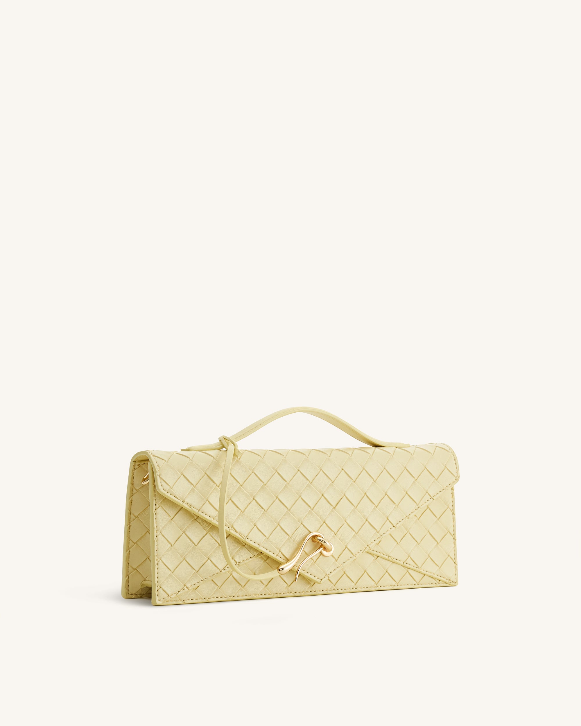 Celeste Woven Textured Envelope Top Handle Bag - Yellow