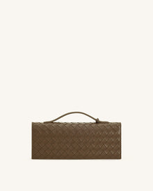 Celeste Woven Textured Envelope Top Handle Bag - Mocha Brown