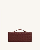 Celeste Woven Textured Envelope Top Handle Bag - Burgundy