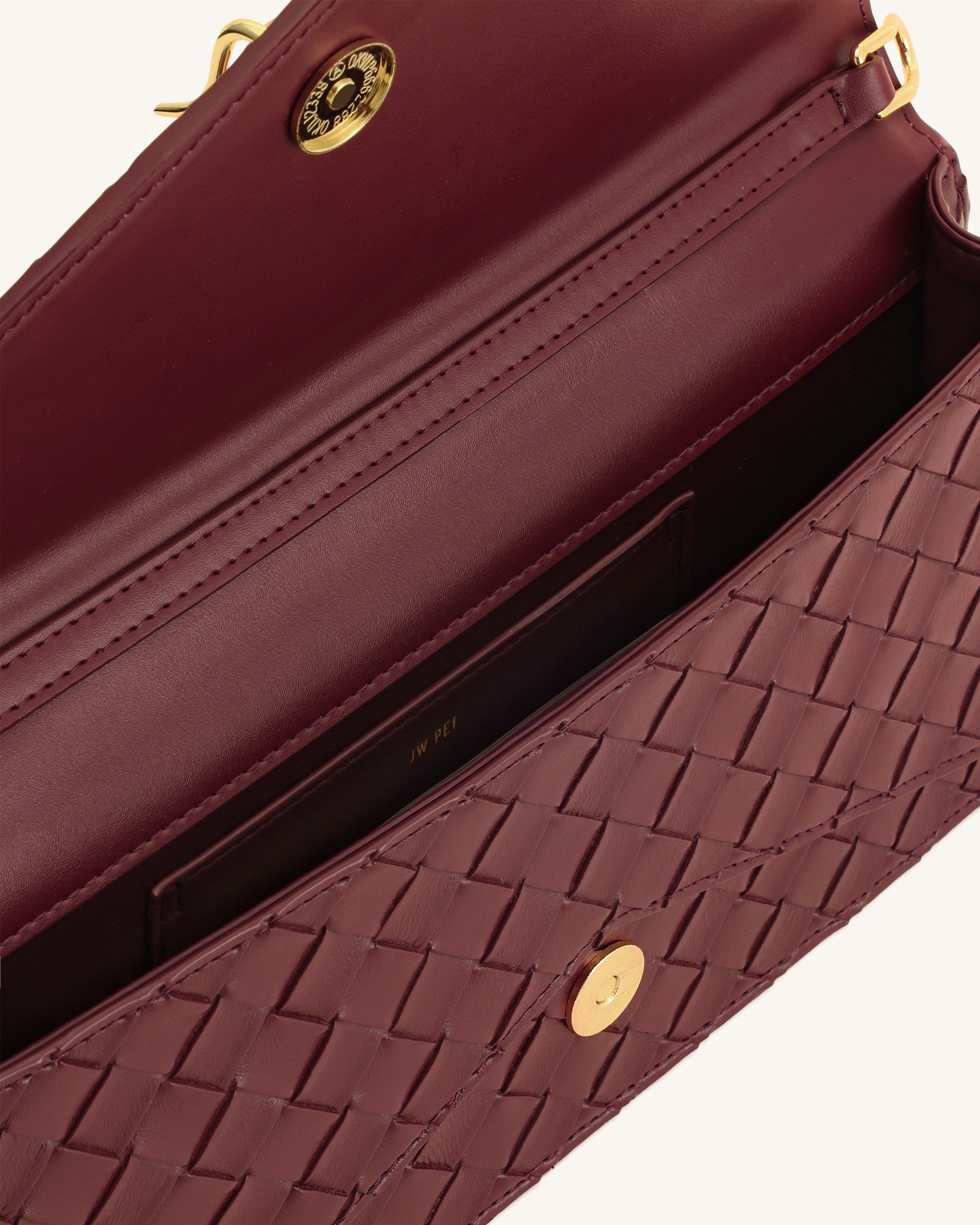 Celeste Woven Textured Envelope Top Handle Bag - Burgundy