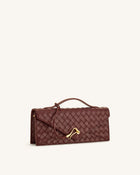 Celeste Woven Textured Envelope Top Handle Bag - Burgundy