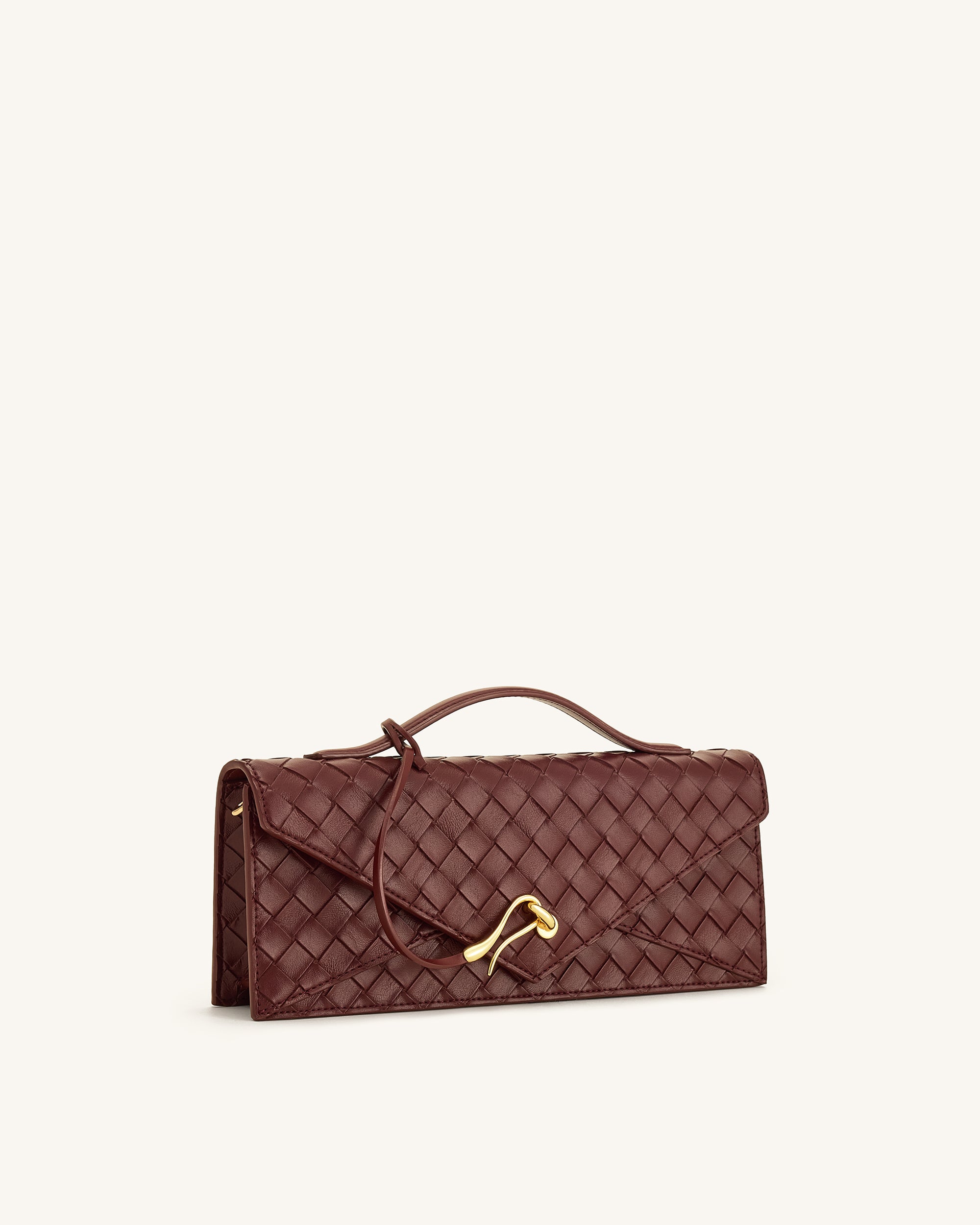 Celeste Woven Textured Envelope Top Handle Bag - Burgundy