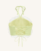 3D Floral Halter Crop Top - Ivory