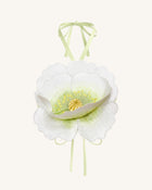 3D Floral Halter Crop Top - Ivory