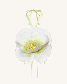 3D Floral Halter Crop Top - Ivory