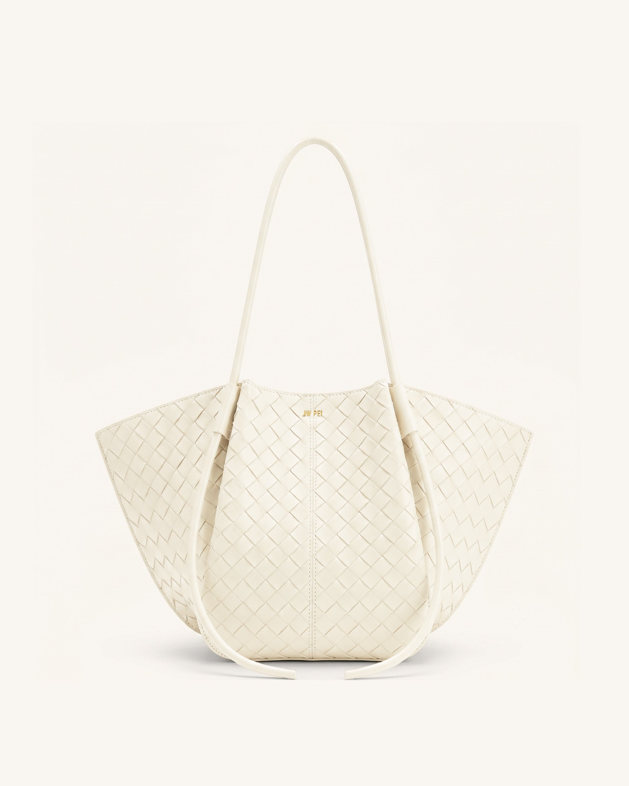 Nala Woven Texture Wide Tote Bag - Off-White